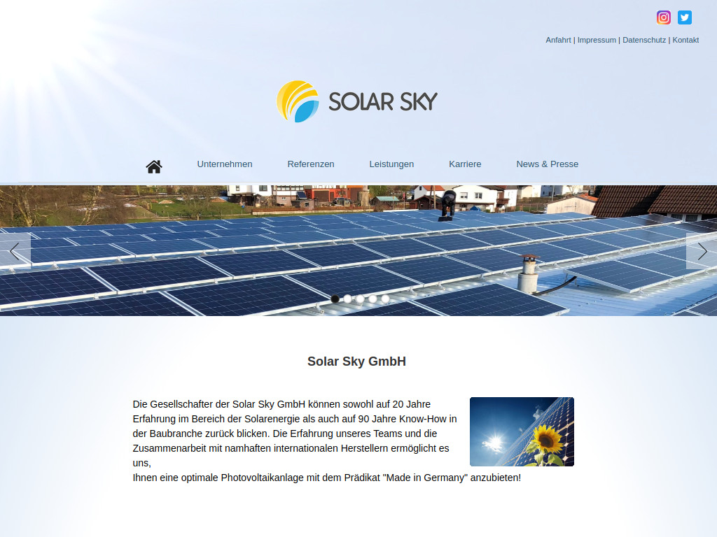 Website von Solar Sky GmbH in Bebra
