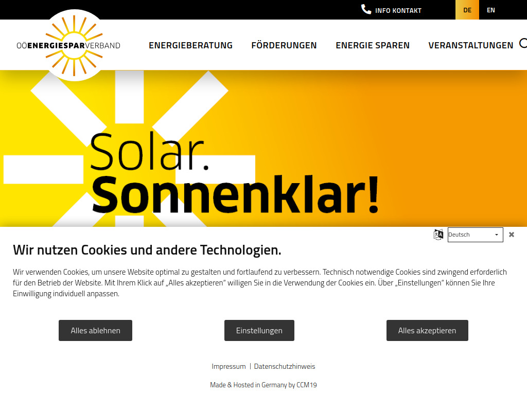 Website von Energiesparverband OÖ in Linz