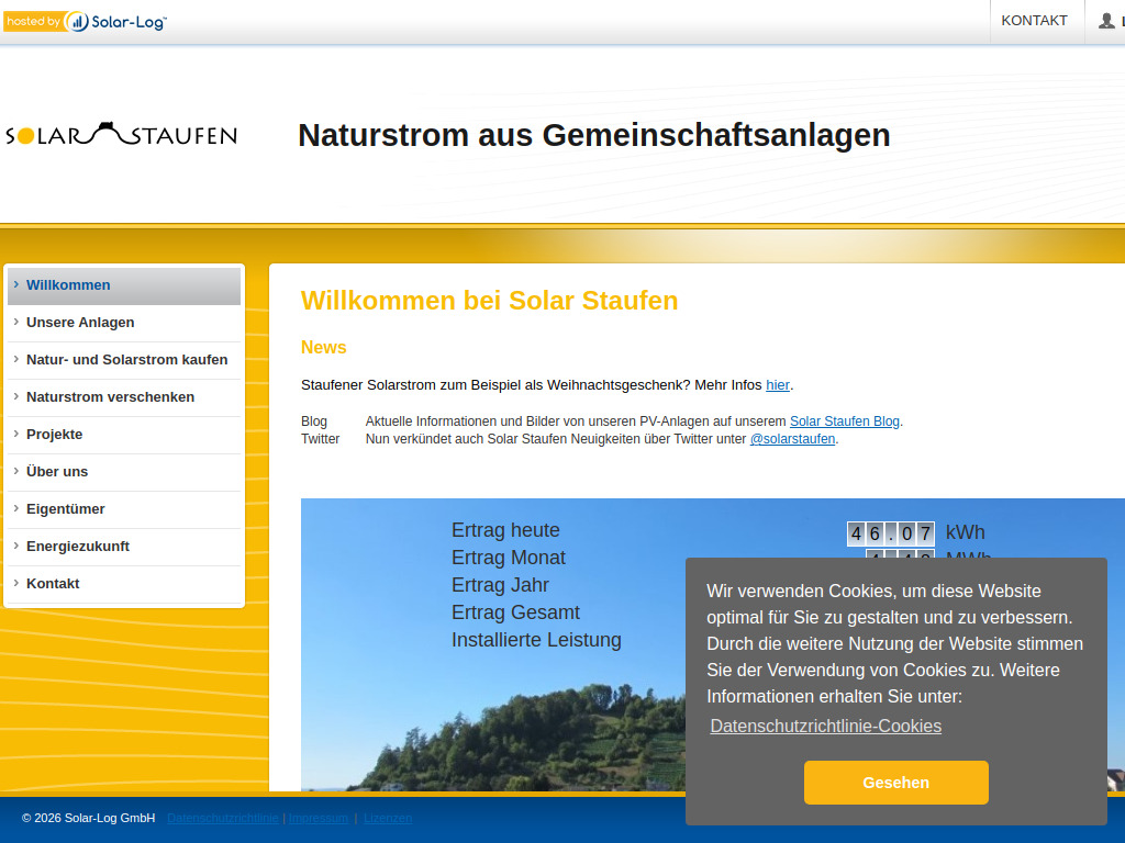 Website von Solar Staufen AG in Staufen