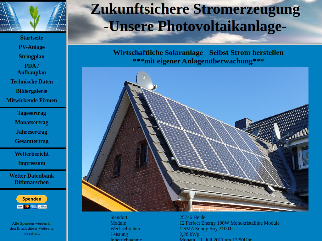 Website von Zukunftsichere Stromerzeugung - Unsere Photovoltaikanlage in Heide