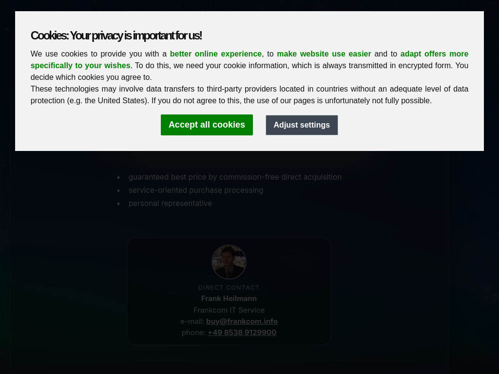 Website von Frankcom in Pocking