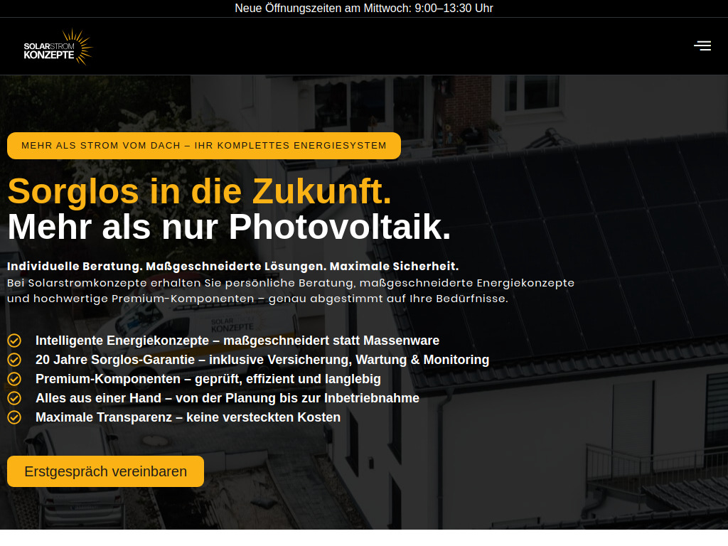 Website von Solarstrom Konzepte GmbH in Gütersloh