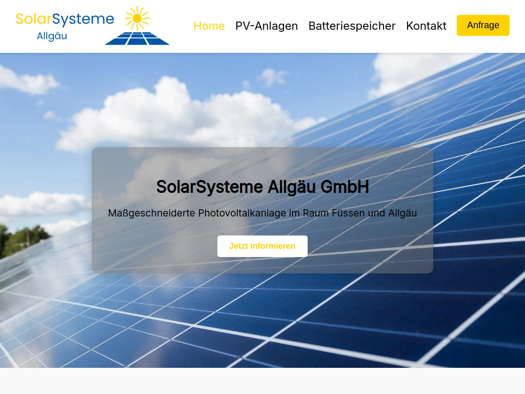 Website von SolarSysteme Allgäu GmbH in Füssen