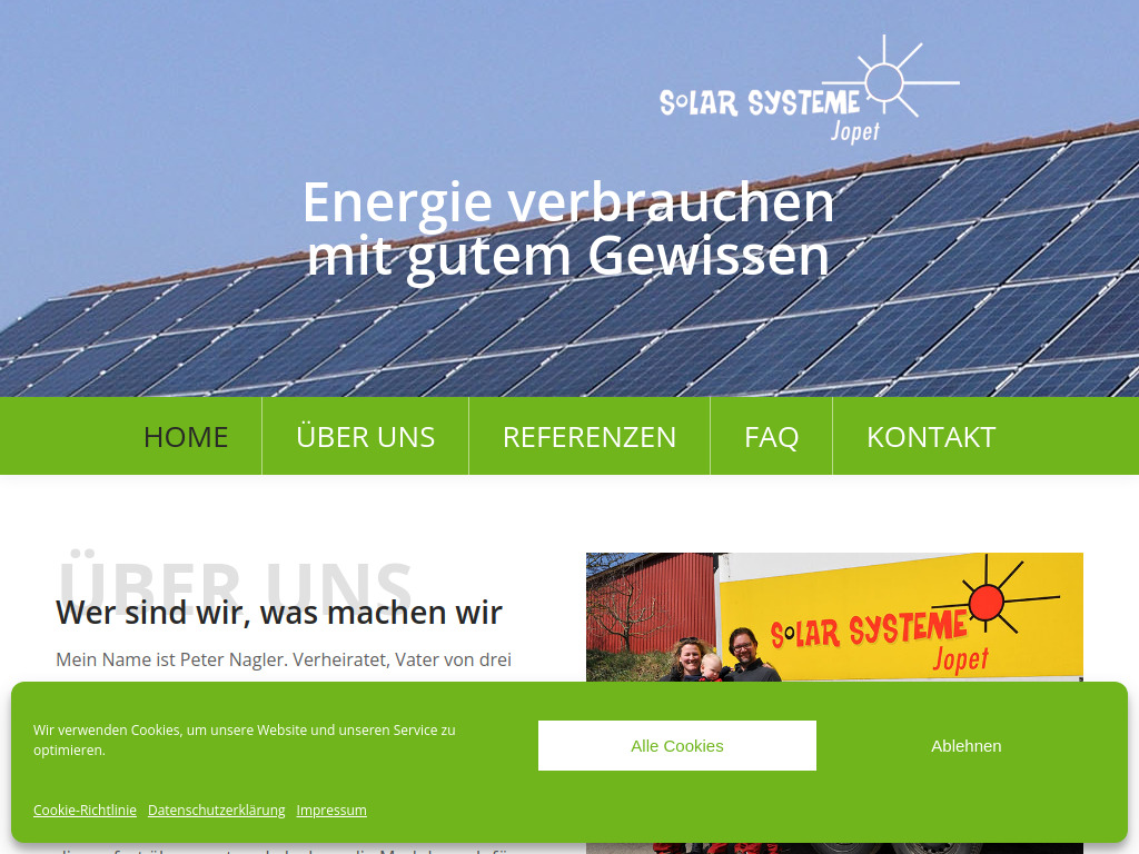 Website von Solarsysteme-Jopet GmbH in Mönsheim