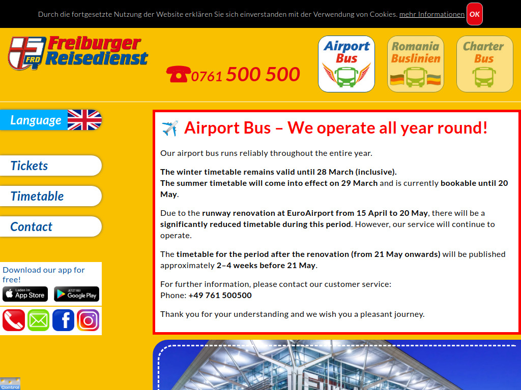 Website von Freiburger-Reisedienst in Freiburg