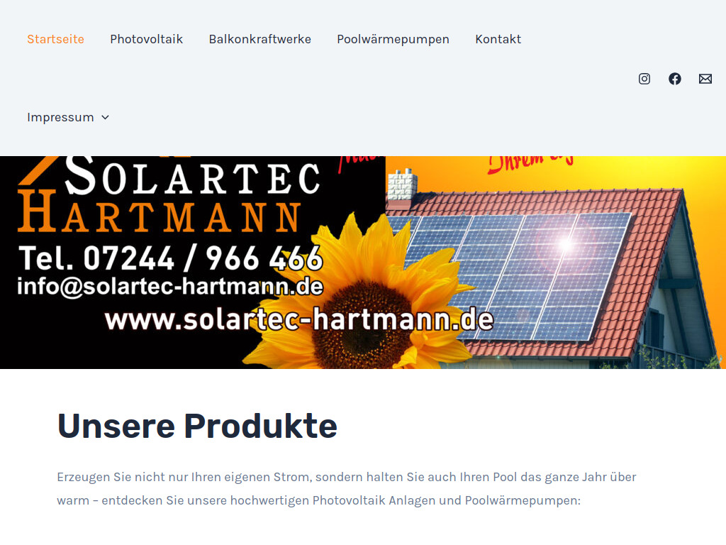 Website von Solartec-Hartmann in Weingarten