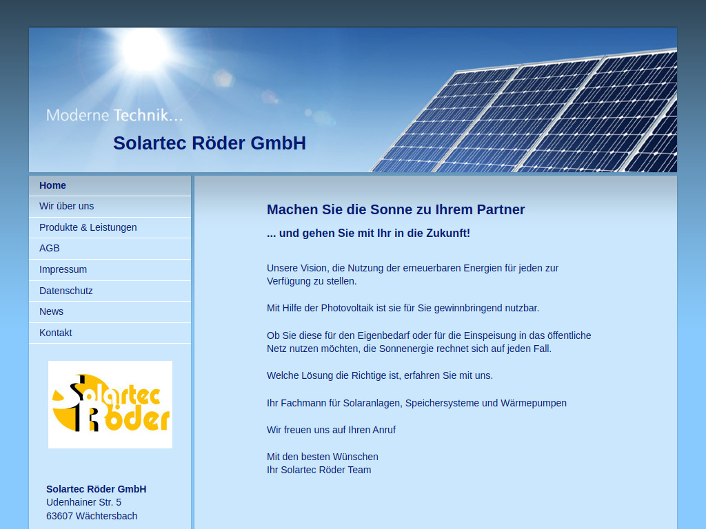 Website von Solartec Röder GmbH in Wächtersbach