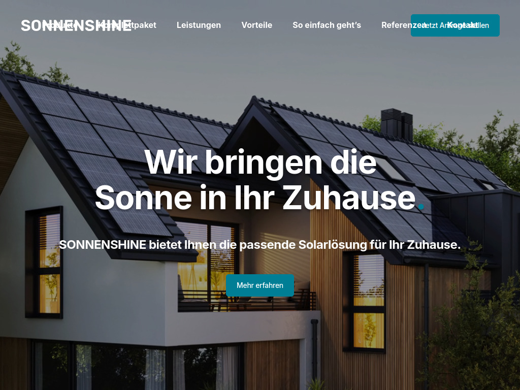 Website von SONNENSHINE in Bernau bei Berlin