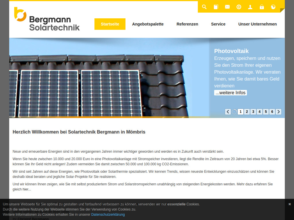 Website von Solartechnik Bergmann GmbH in Mömbris