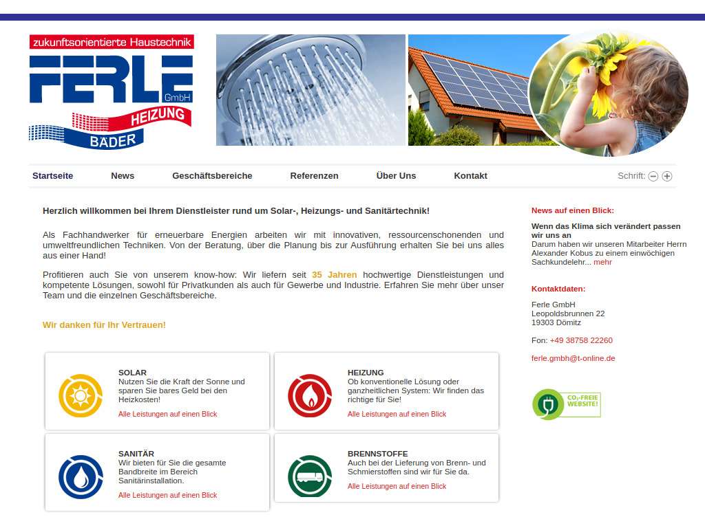 Website von Ferle GmbH in Dömitz