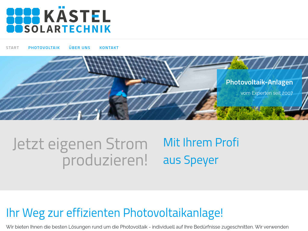 Website von Solartechnik Kästel GmbH in Speyer