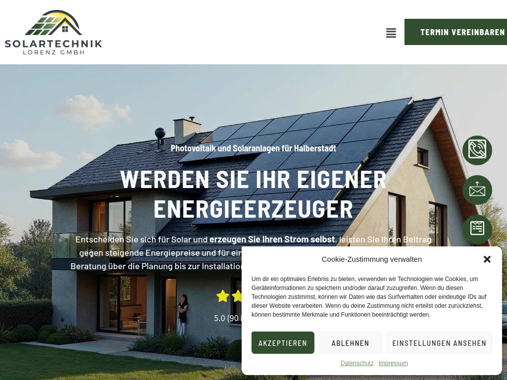Website von Solartechnik Lorenz GmbH in Halberstadt