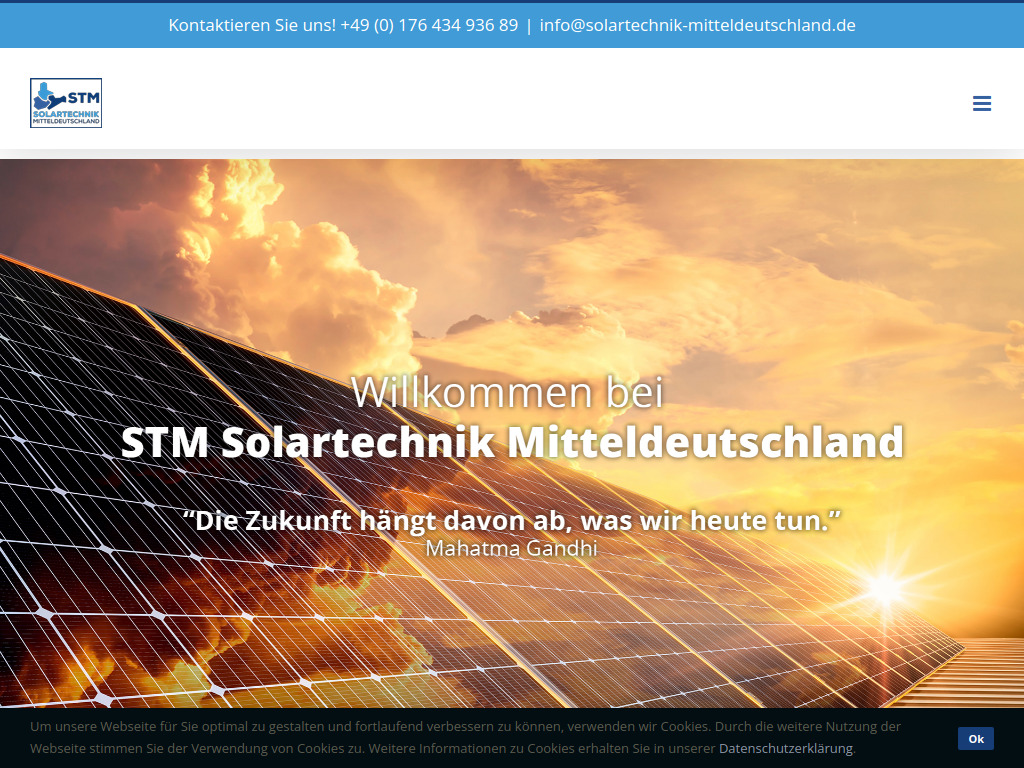 Website von STM SOLARTECHNIK MITTELDEUTSCHLAND GMBH in Leipzig