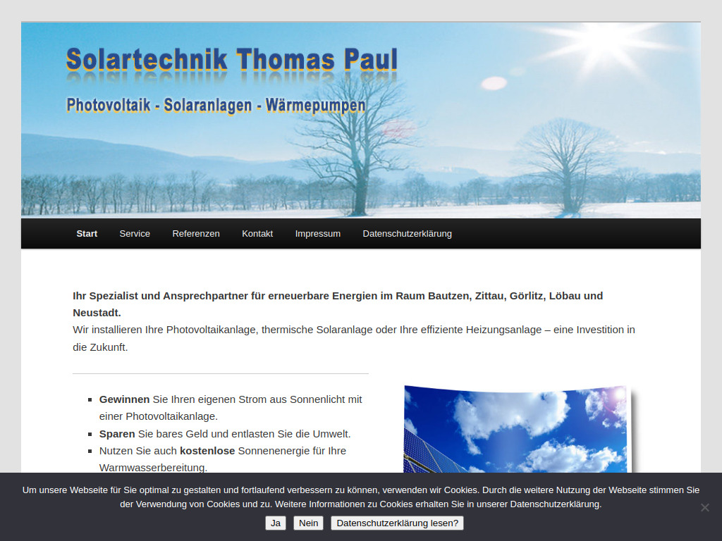 Website von Thomas Paul Solartechnik in Oppach