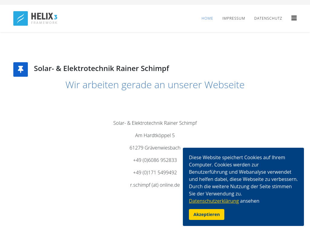 Website von Solar- & Elektrotechnik Rainer Schimpf in Grävenwiesbach