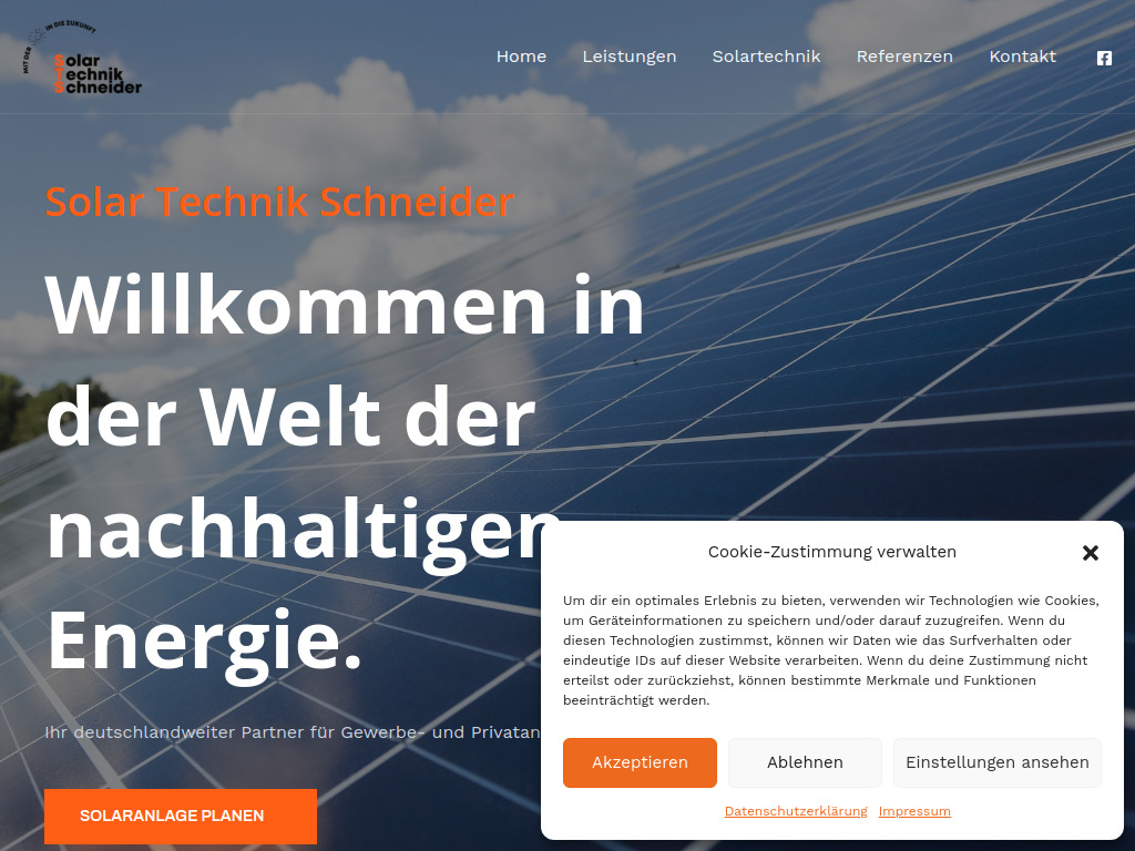Website von Solar Technik Schneider in Neukirchen