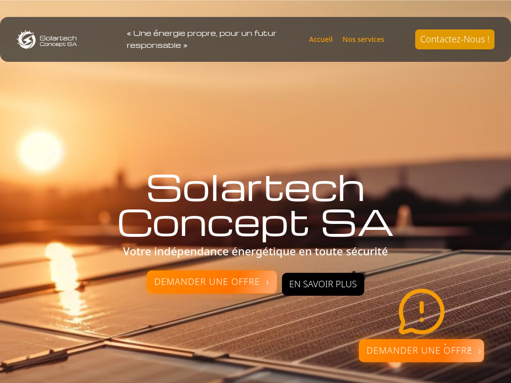Website von Solartech Concept SA in Lausanne