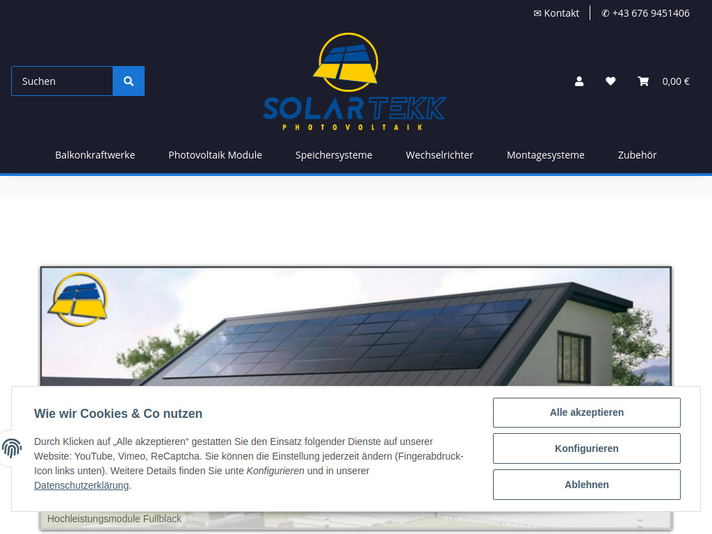 Website von SOLARTEKK - Beste Preise und schnelle Lieferung für PV-Module, Wechse in Liezen