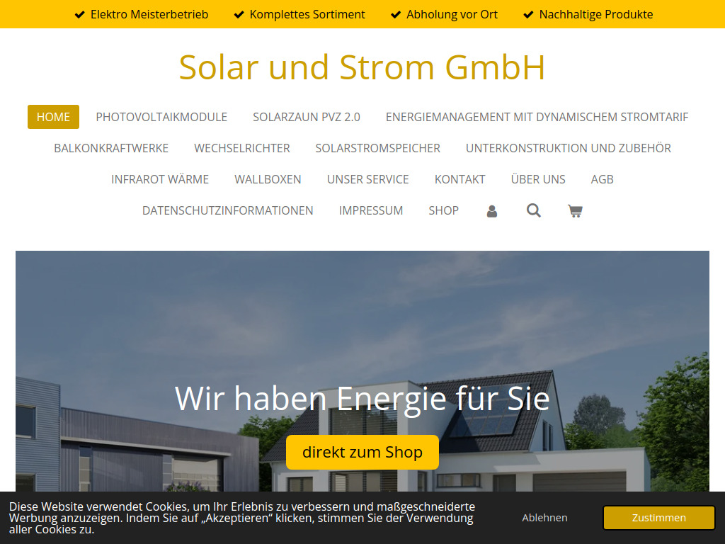 Website von Solar und Strom GmbH in Rödinghausen