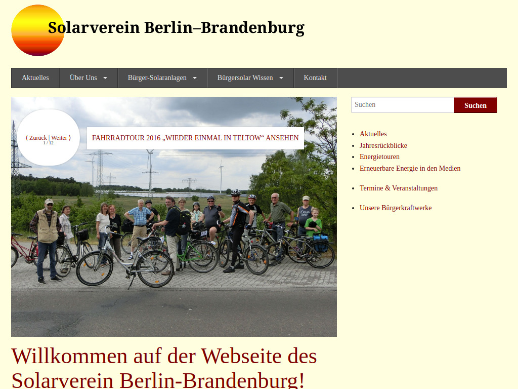 Website von Solarverein Berlin-Brandenburg e.V. in Berlin