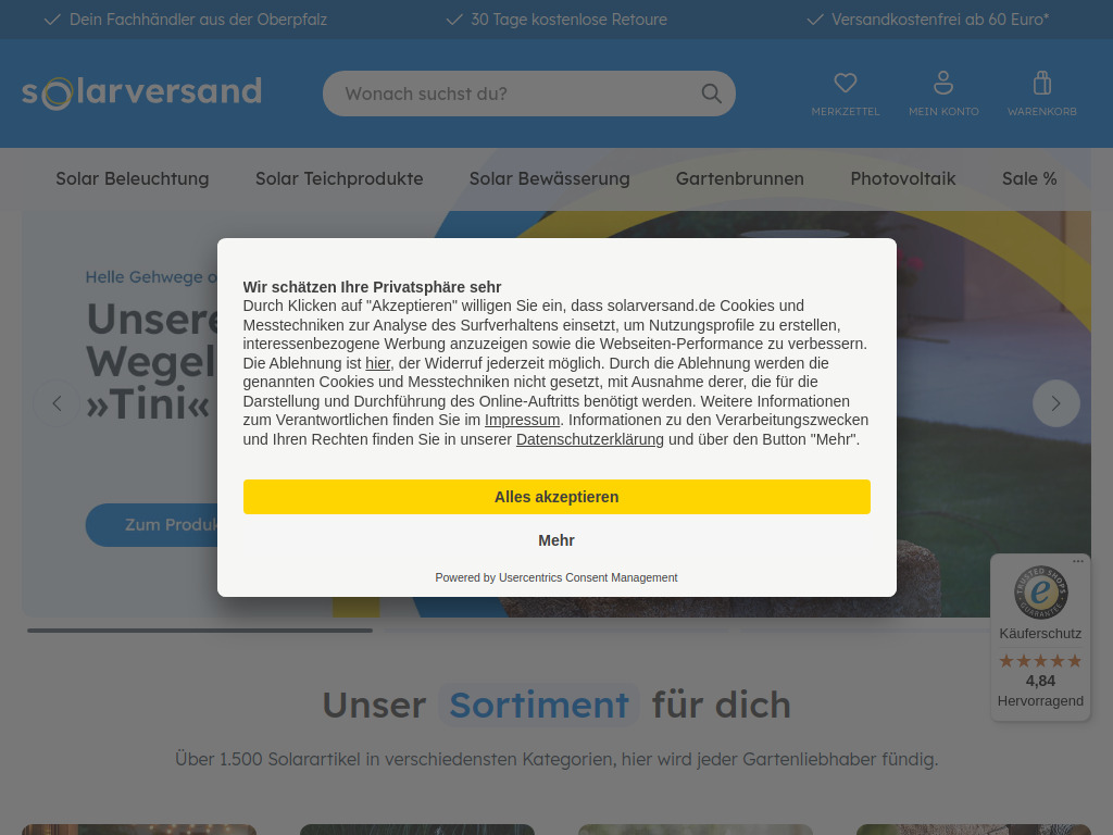 Website von LED Solarleuchten, Teichpumpen, Teichfilter und mehr in Weiherhammer
