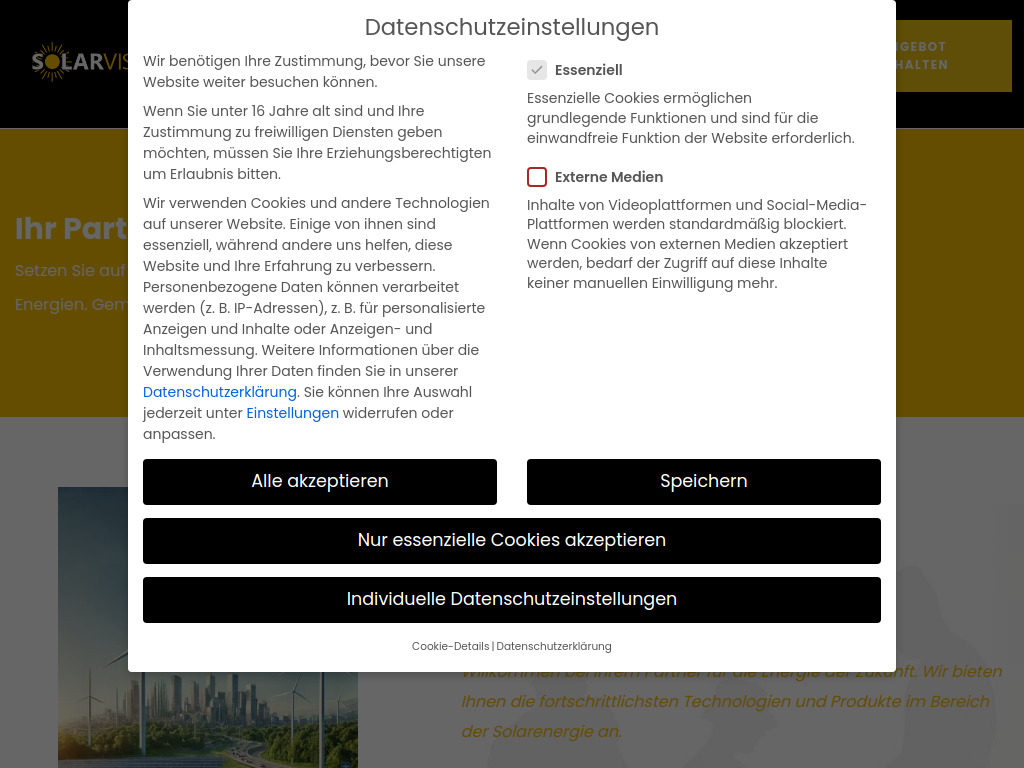 Website von Solarvision GmbH in Oftersheim