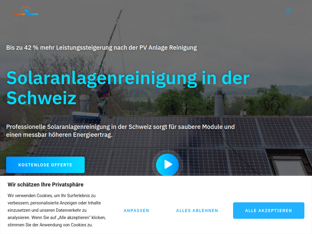 Website von Solarwasch in Niederuzwil