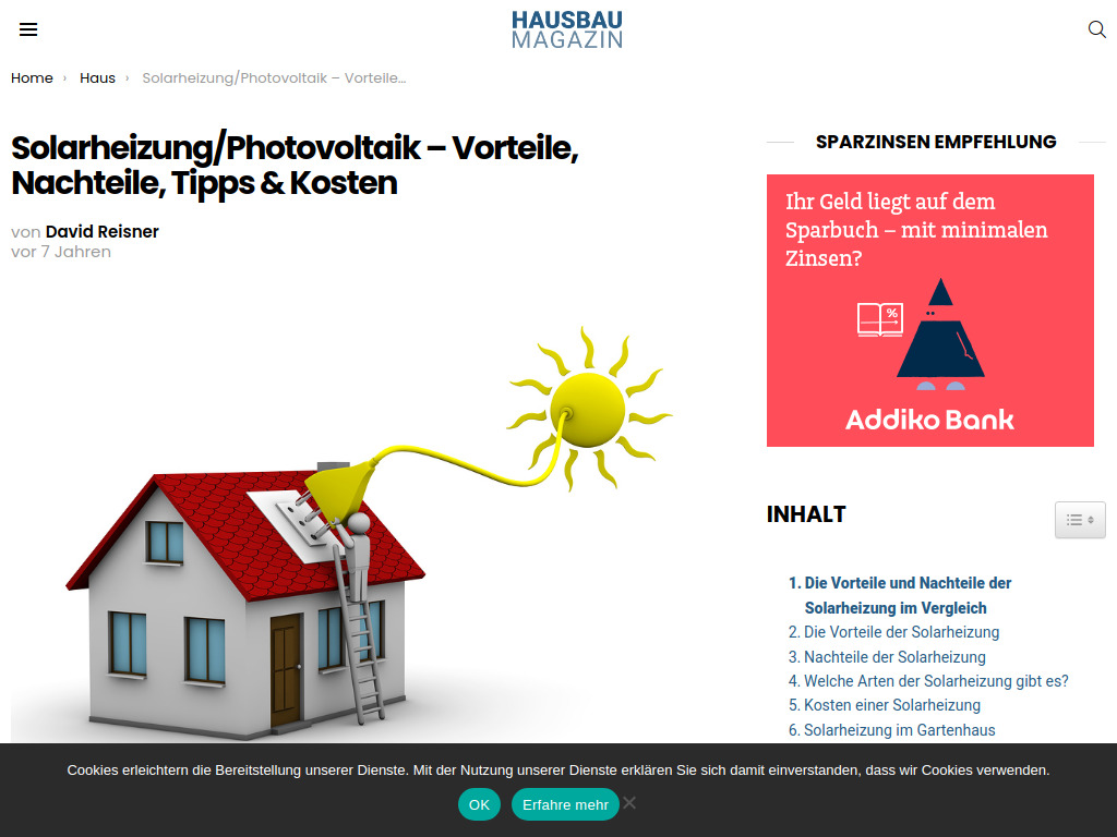 Website von Solarheizung/Photovoltaik - Vorteile, Nachteile, Tipps & Kosten in Graz