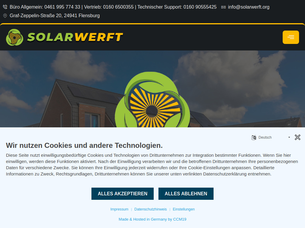 Website von Solarwerft Flensburg e.K. in Flensburg