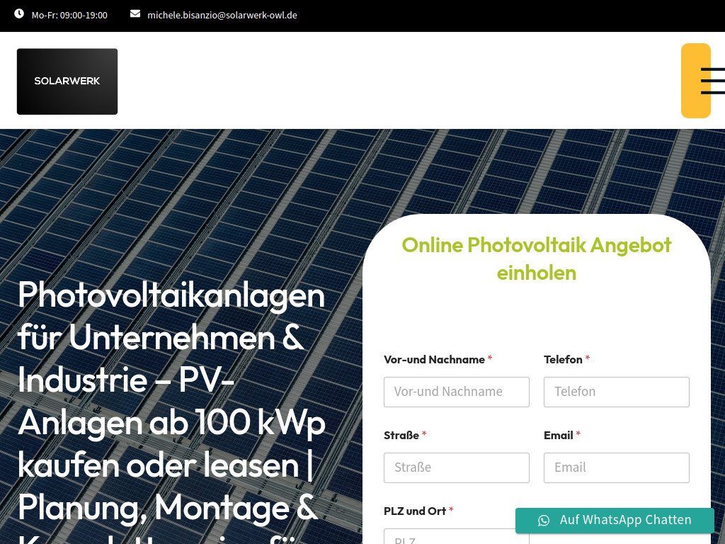 Website von Solarwerk OWL in Gütersloh