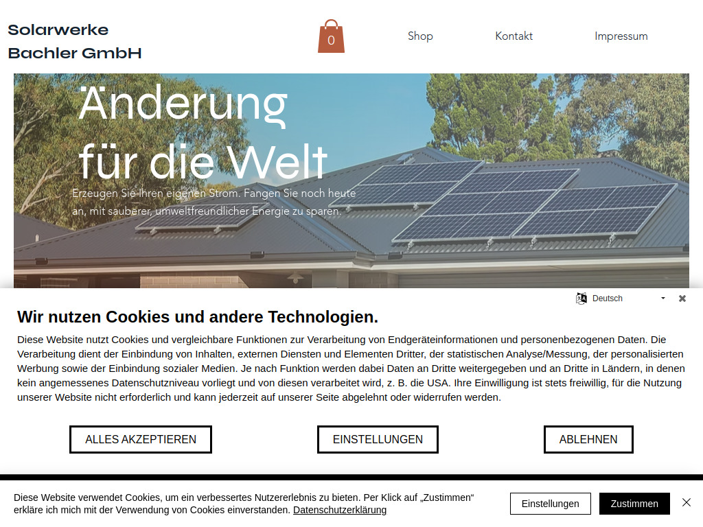 Website von Solarwerke Bachler GmbH in Hohenburg
