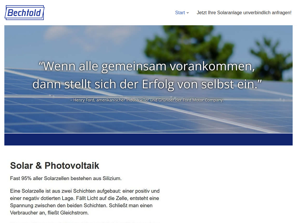 Website von BechtoldSolar in Östringen