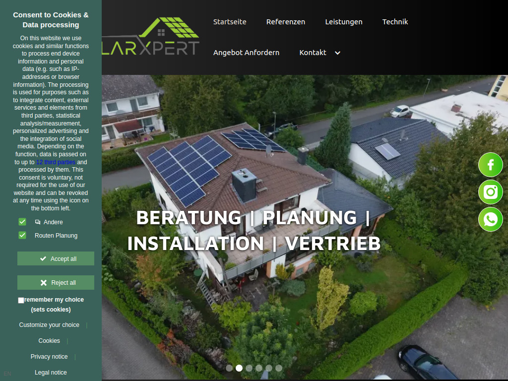 Website von SolarXpert GmbH in Rockenhausen