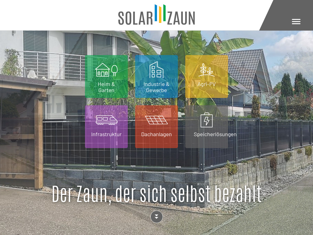 Website von Solarzaun GmbH in Elsau