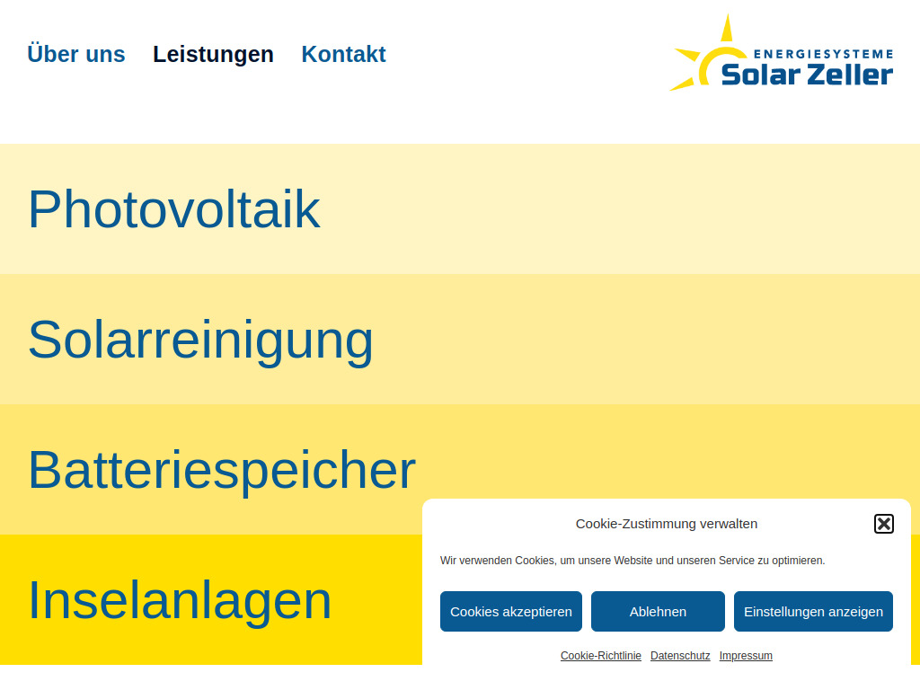 Website von Solar Zeller Energiesysteme in Bad Hindelang