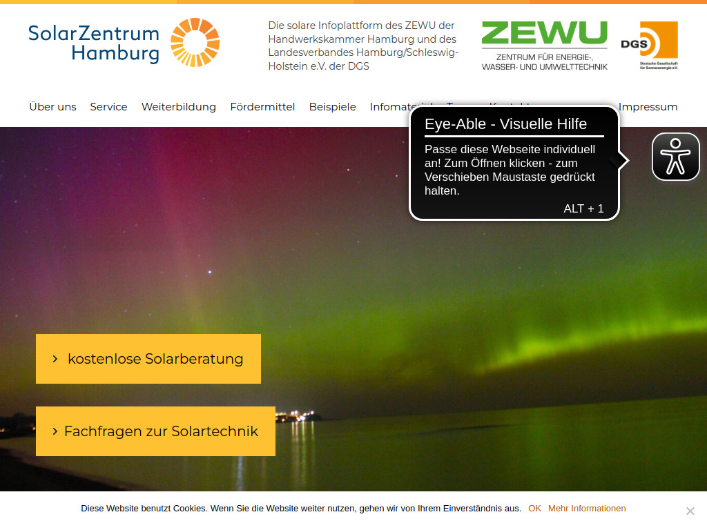 Website von SolarZentrum Hamburg