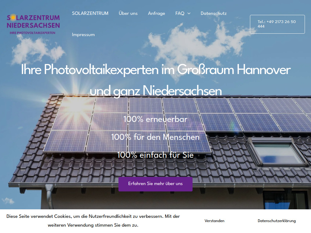Website von SOLARZENTRUM NIEDERSACHSEN (Manuel Ernst UG) in Monheim am Rhein