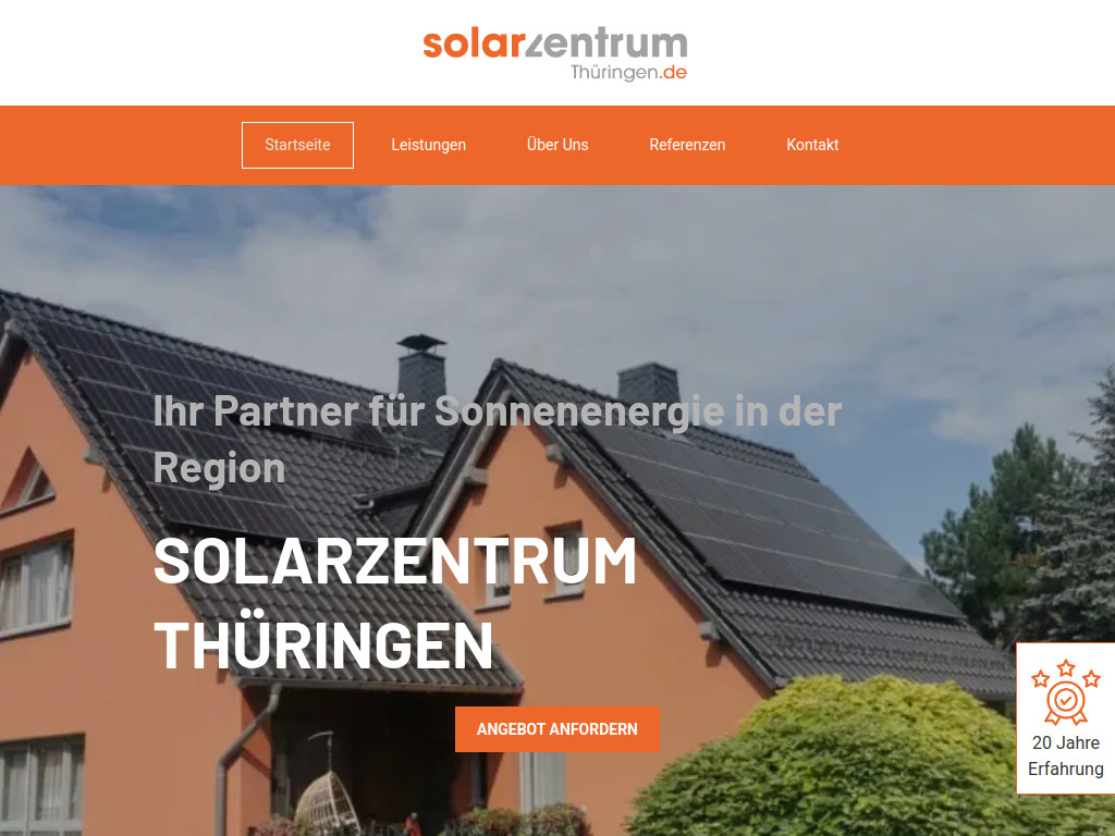 Website von Solarzentrum Thüringen in Eineborn
