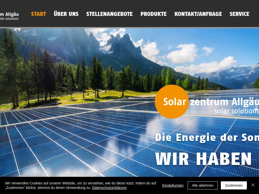 Website von Solarzentrum Allgäu GmbH in Biessenhofen
