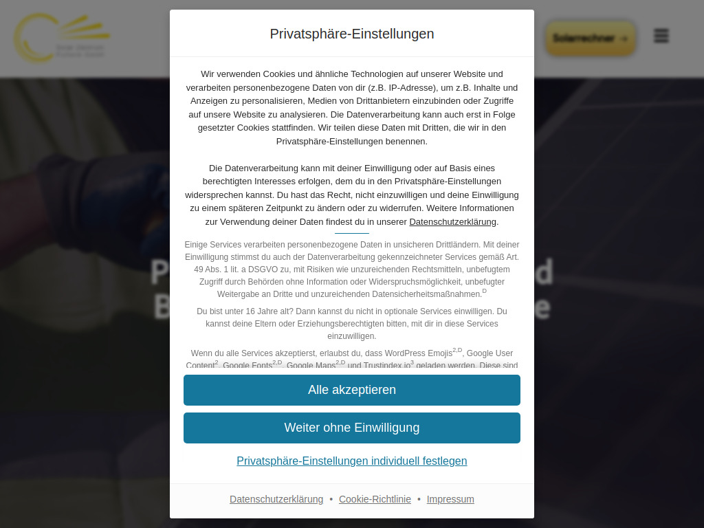 Website von SZP Solarzentrum Pulheim GmbH in Pulheim