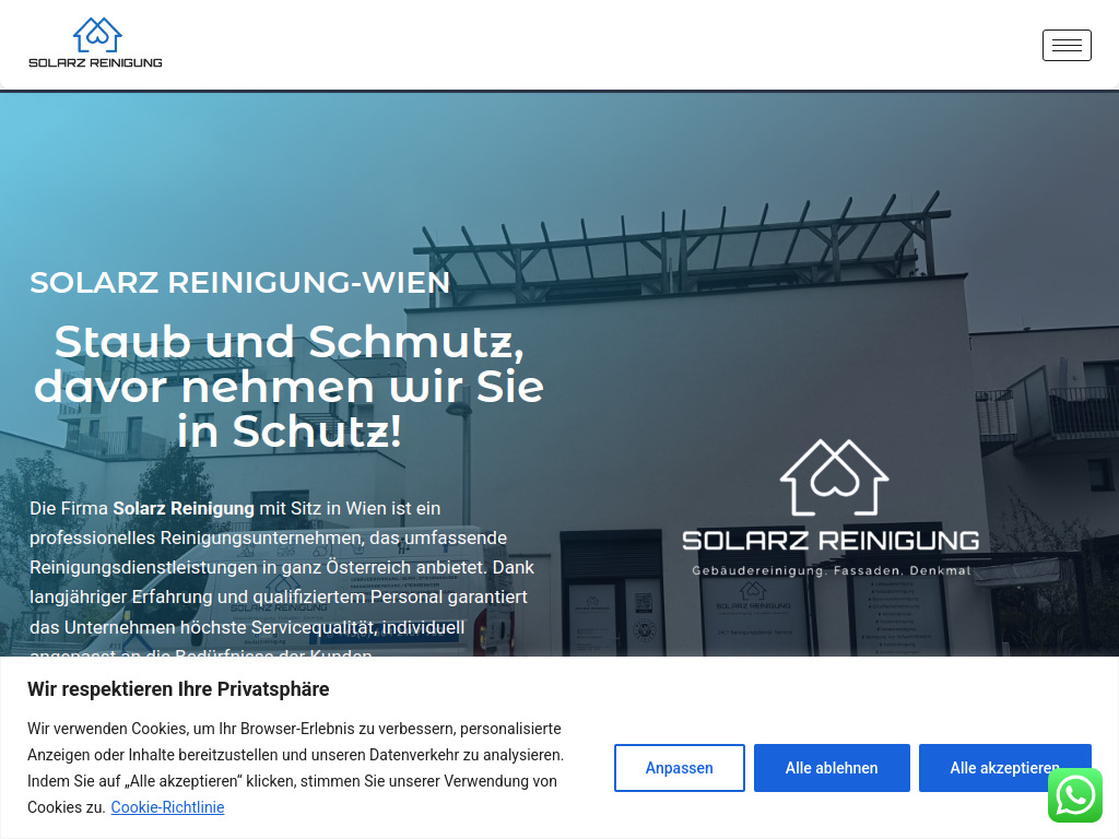 Website von Solarz Reinigung in Wien