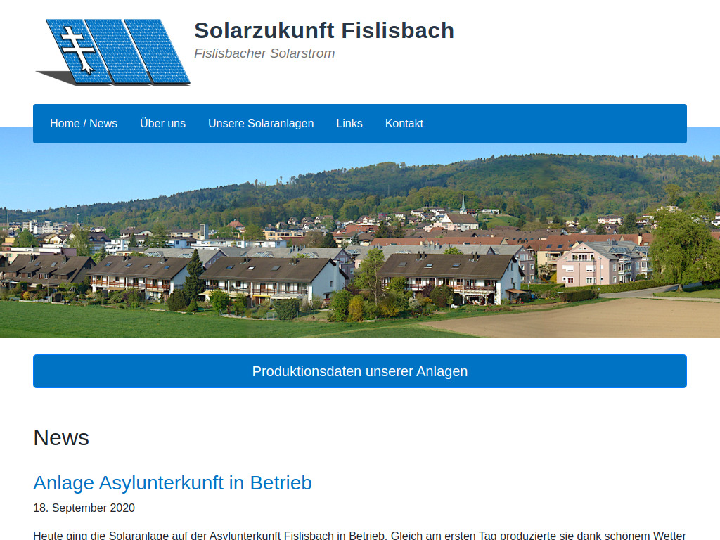 Website von Genossenschaft Solarzukunft Fislisbach in Fislisbach