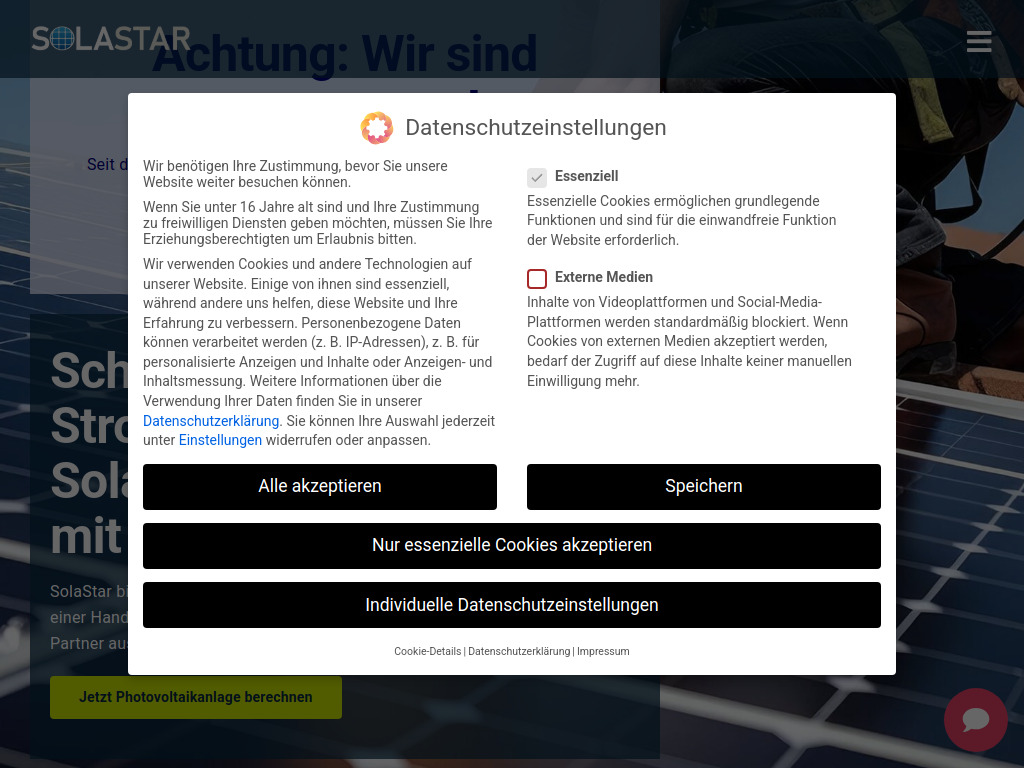 Website von SolaStar GmbH in Hille