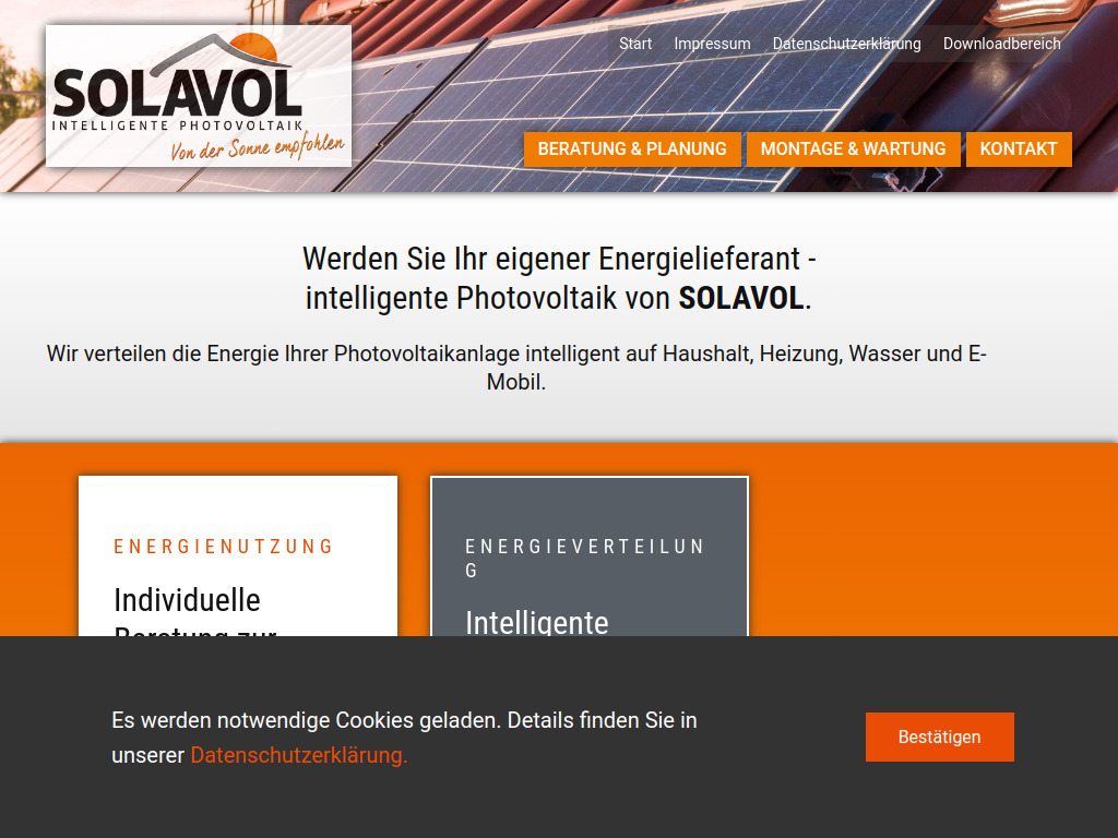Website von Solavol GmbH in Ortenberg