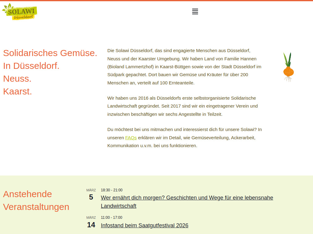 Website von Solawi Düsseldorf e.V. in Düsseldorf