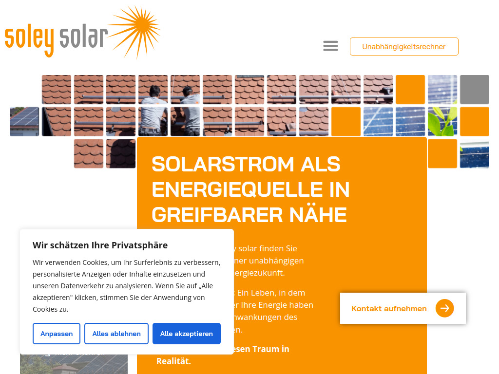Website von soley solar GmbH in Merkendorf