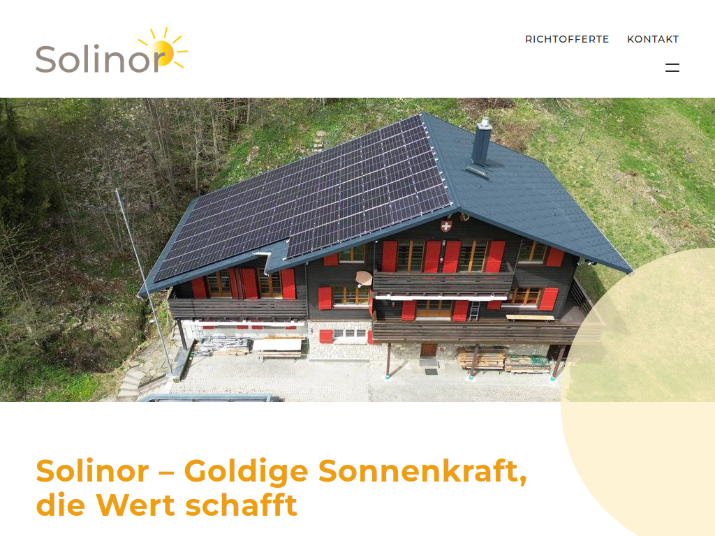 Website von Solinor AG in Gümligen