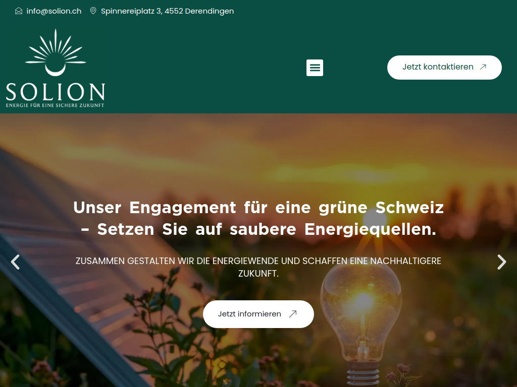 Website von Solion GmbH in Derendingen
