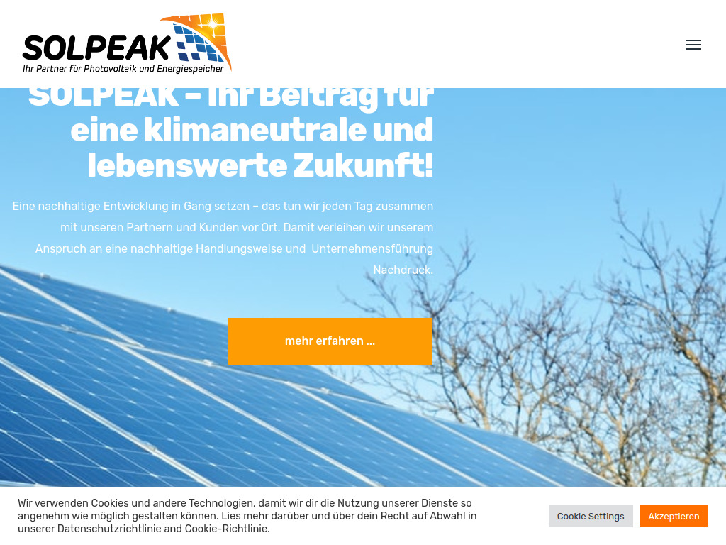 Website von SOLPEAK GmbH in Friedrichsdorf