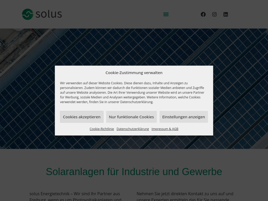 Website von solus Energietechnik GmbH in Freiburg im Breisgau